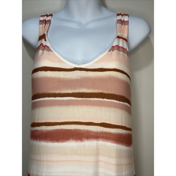 Soma Sleeveless Built In Bra Maxi Dress Pockets in Blush Pink Sea Stripe Size XS - Picture 3 of 10